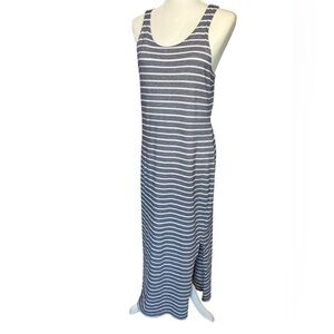 ☀️Sail to Sable Blue and White Sleeveless Sheath Maxi Dress. Size medium